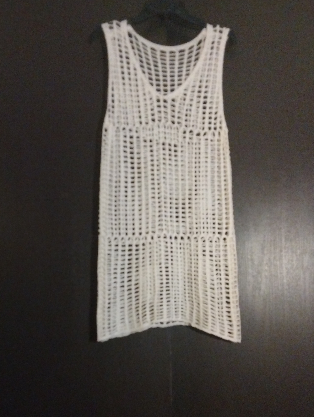 White Open-Knit Sleeveless Beach Cover-Up